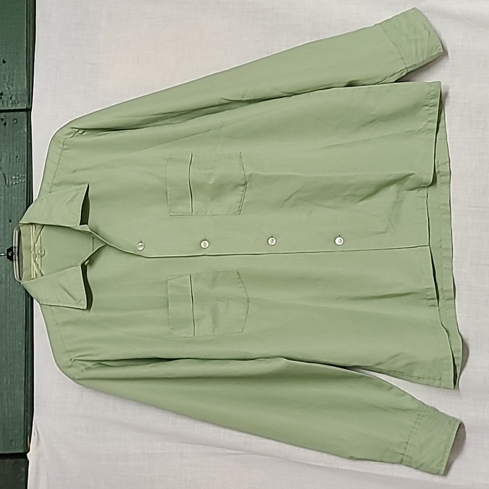 Vintage Diagonal Poplin Button Down Collar Shirt Light Green Men's M